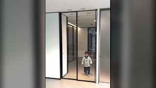 Puerta corredera de balcón de cocina de aleación de aluminio y magnesio de titanio GRH, borde extremadamente estrecho, tres enlaces