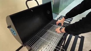 Parrilla de barbacoa de carbón al aire libre, parrilla de barbacoa para patio de villa, uso doméstico 5-10, cubierta grande, anti