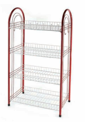 Tipo de cocina de 4 niveles de pie Plato de comedor Estante de platos Estante de secado de platos Estante de platos Estante con una cesta desplegable en forma de U Net