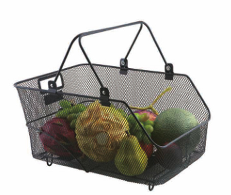 Cesto de estilo moderno lavable Metal de alambre negro Cesto congelador organizador Cesto de almacenamiento de frutas para el hogar