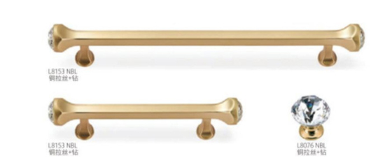 Nuevo estilo europeo de lujo aleación de zinc cepillado níquel oro recto Bar Cabinet puerta hardware interior armario de mano
