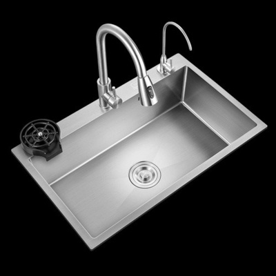 Gran fregadero multifunción de ranura única anti-rasguños LED pantalla digital de acero inoxidable Cascada de la cocina fregadero con taza Wa