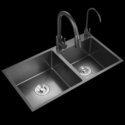 Por mayor Diseño Simple Custom Moderno Rectangular Metal Latón Cromo Doble Lavadero de Cocina Para uso doméstico