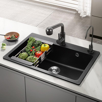 Cuencos de cocina multifunción 304 de acero inoxidable Cuenca de cocina grifo moderno negro Cascada de lluvia Cuenca de una sola taza