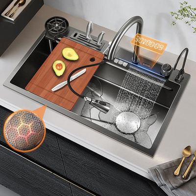 Hot Sale SUS304 201 single bowl stainless steel kitchen sink Primary Color 60*45cm Brushed Handmade Multi
