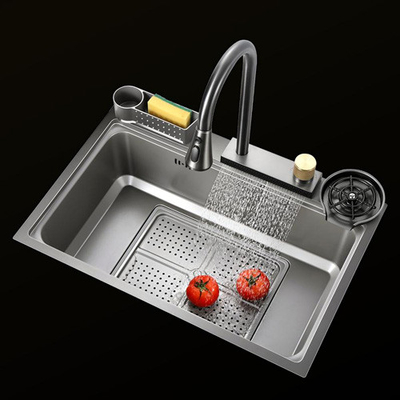 Hot Sale SUS304 201 single bowl stainless steel kitchen sink Primary Color 60*45cm Brushed Handmade Multi