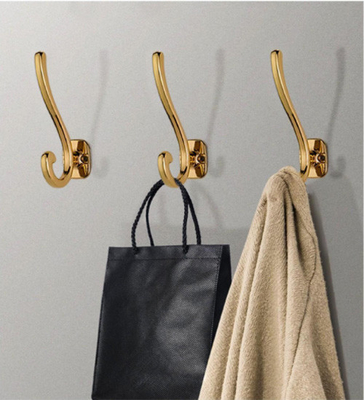 Modern Gold Black Cloth Coat Hooks de pared colgantes de trabajo pesado de zinc de aleación de metal montado en la pared de doble punta