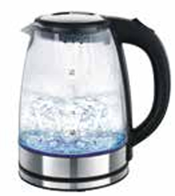 1Caliente de vidrio caliente de.8L caldera eléctrica con la luz azul de ebullición automáticamente función de apagado