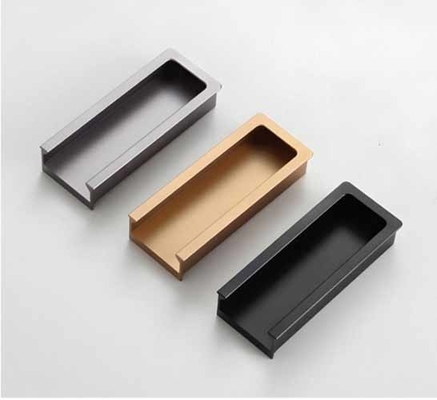 Manos ocultas de aleación de aluminio oficina baño centro gabinete puerta perilla perilla tirones mango de muebles negro mate