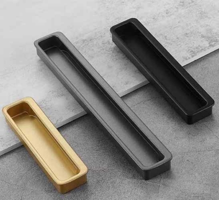 Manos ocultas de aleación de aluminio oficina baño centro gabinete puerta perilla perilla tirones mango de muebles negro mate