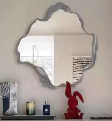 Handmade Modern Home Decor Large Wall Hanging Gold Frame Mirror Irregular Shape with Organic Style Art Deco Design