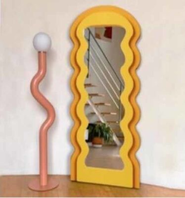 Customized PU Frame Decorative Wall Mirror Art Deco Style Glass Irregular Mirror for Living Room Bedroom Decorative Mirror