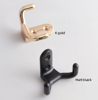 GRH Wholesale Modern Simple Hook Zinc Alloy Bathroom Towel Coat Hat Hook Matt Black Wall Mounted Prong Robe Hooks