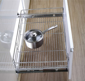 El acero inoxidable saca los accesorios modernos de la decoración de la cocina de la cesta del cajón del alambre