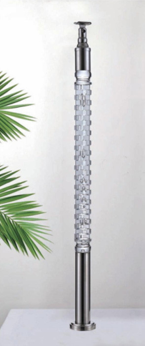 2024 Diseño de escaleras de lujo con columnas de cristal prefabricadas balustrada acrílica balustrada escalera