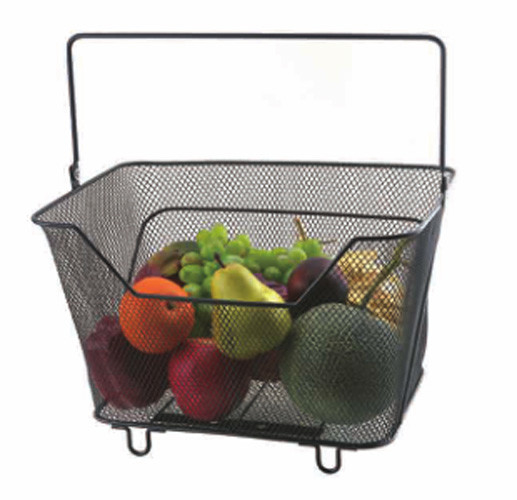 Cesto de estilo moderno lavable Metal de alambre negro Cesto congelador organizador Cesto de almacenamiento de frutas para el hogar