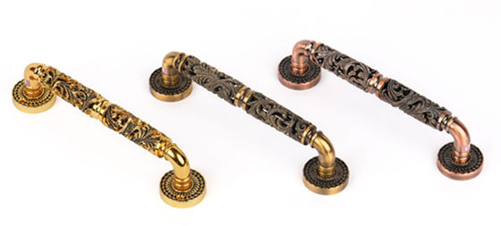 Oro a cielo abierto floral de lujo ligero del modelo 24K del hardware de los muebles plateado