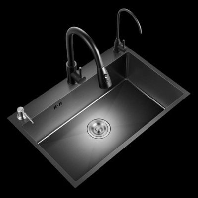 Gran fregadero multifunción de ranura única anti-rasguños LED pantalla digital de acero inoxidable Cascada de la cocina fregadero con taza Wa