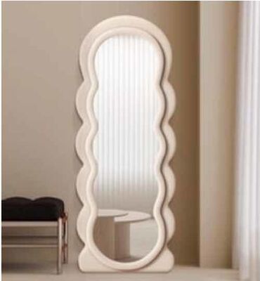 Espejo de pie grande decorativo para el hogar de lujo, forma ondulada irregular, espejo de cuerpo entero para pared, espejo de suelo de cuerpo entero