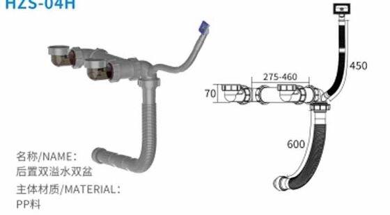 Escurridor de fregadero de un solo tazón fabricado en fábrica con filtros de cesta Ahorra espacio y admite personalización Kit de desagüe para fregadero de cocina