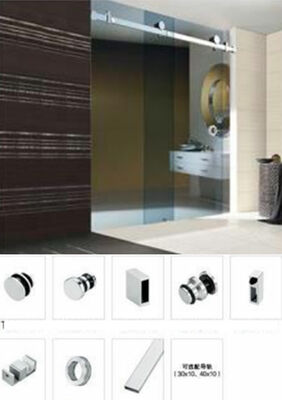 Cuarto de ducha de vidrio corredizo contemporáneo sin marco, arte personalizado, apertura lateral de vidrio, baño impermeable para hoteles con patio