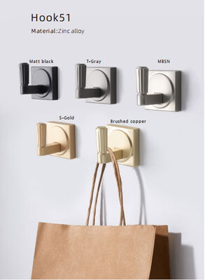 Ganchos de pared minimalistas de metal autoadhesivos impermeables de un solo gancho para ropa, diseño cuadrado y redondo de 4.5 cm